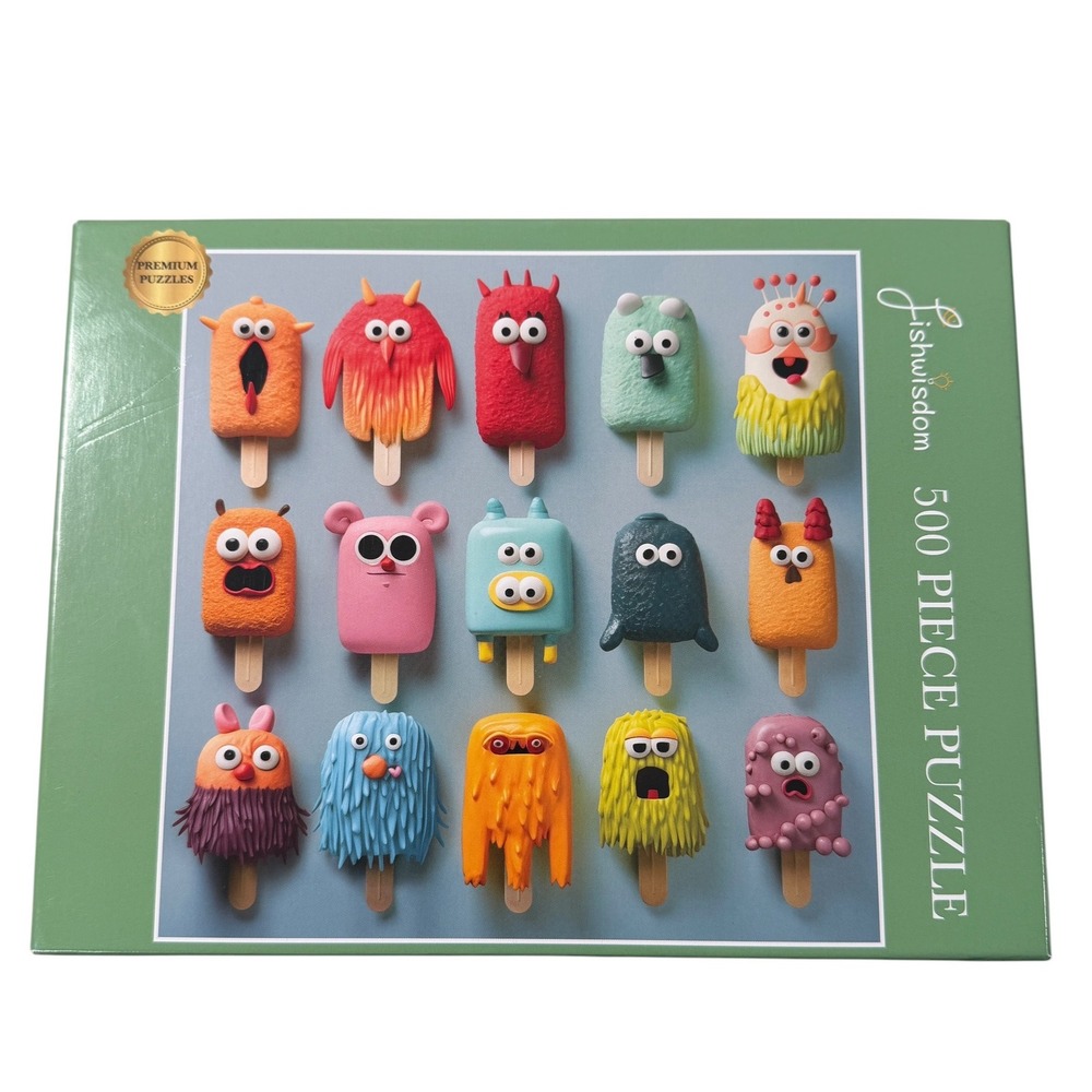 Fishwisdom Monster Popsicles 500 Premium Piece Jigsaw Puzzle 50x50cm Green